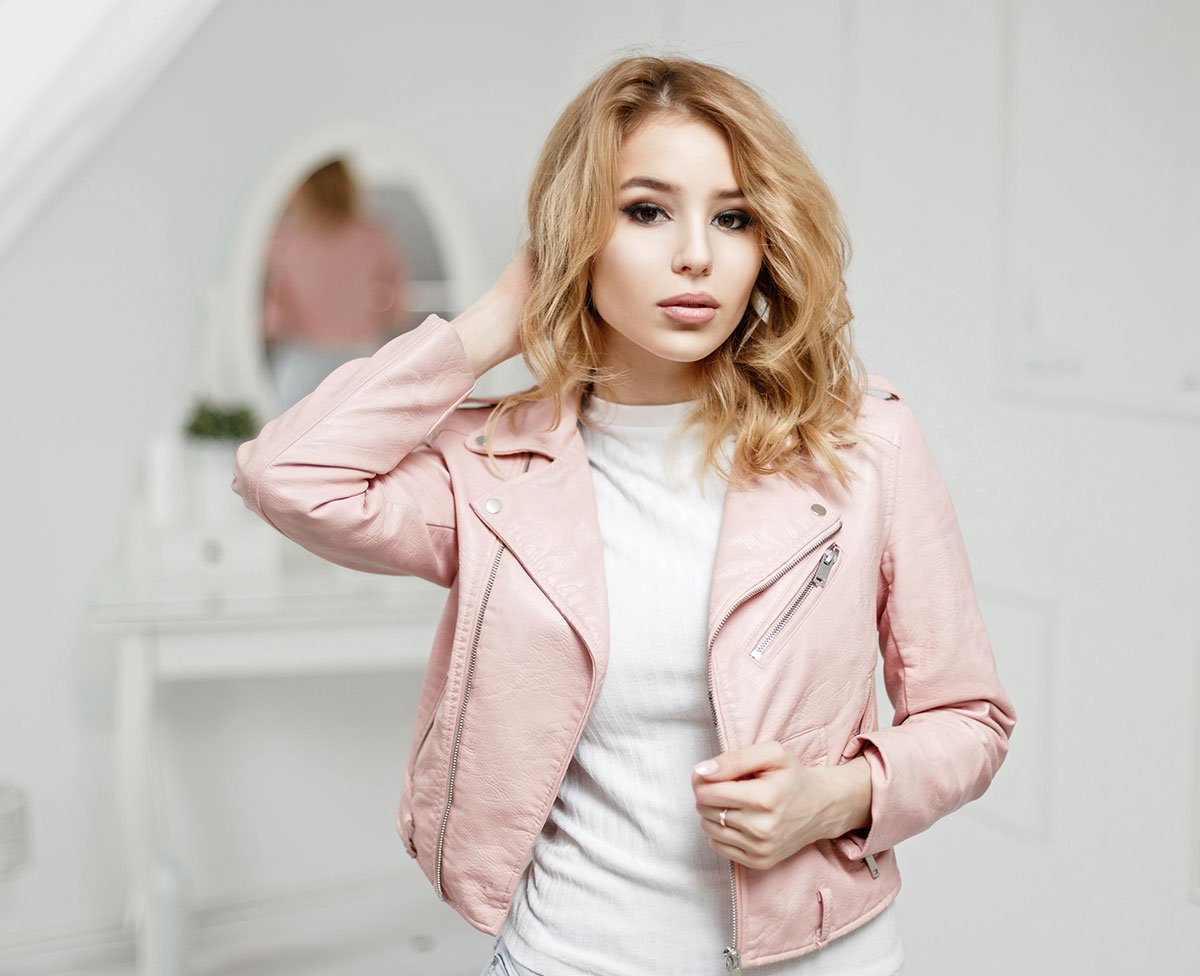 Neck Pink Jacket
